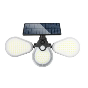 Outdoor wall lighting fixture mounted on garden fence, solar-powered with LED glow at night