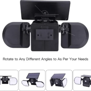 Motion sensor and LED bulbs on solar wall light