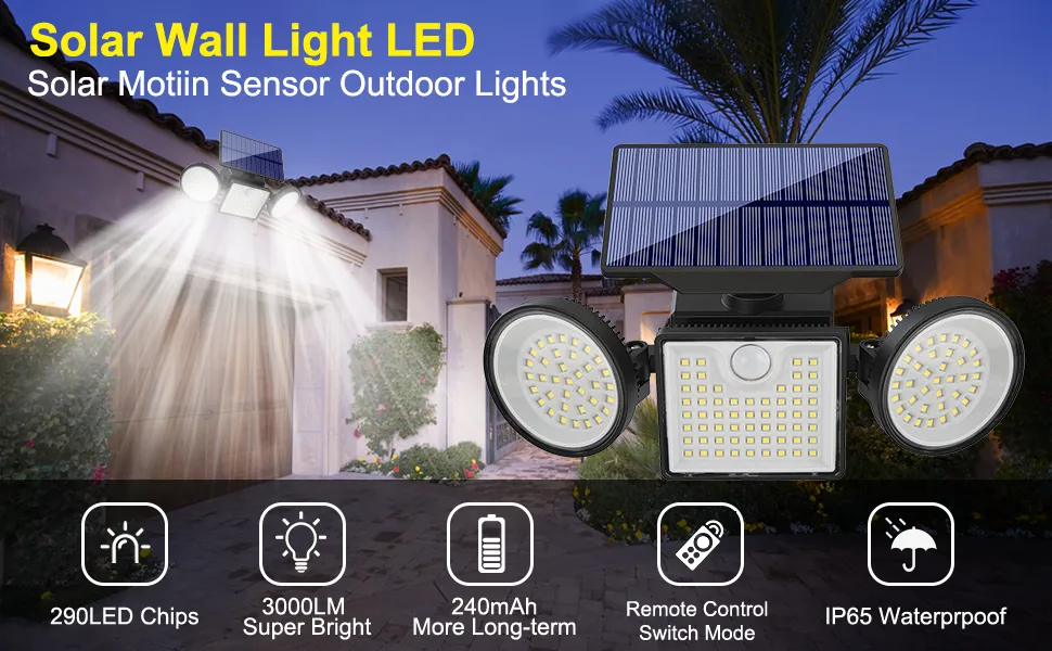 Sleek black solar powered outdoor wall lights mounted on garden fence