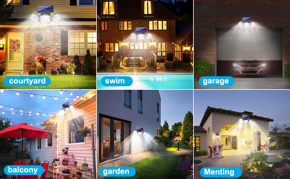 Sleek black solar powered outdoor wall lights mounted on garden fence