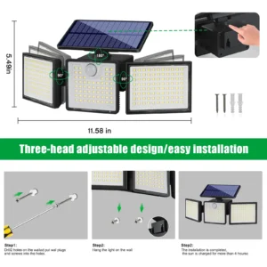 Wall lamp solar light mounted on outdoor brick wall, waterproof with LED and motion sensor