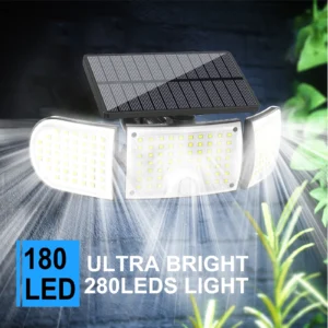 Wall-mounted solar light turning on with motion detection