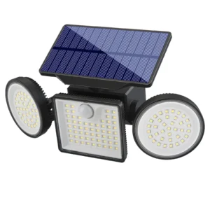 Sleek black solar powered outdoor wall lights mounted on garden fence