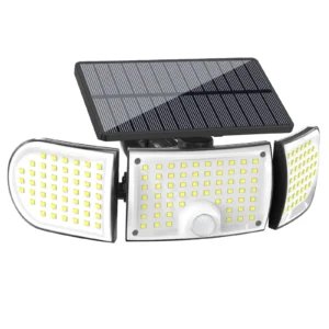 Wall lamp solar light mounted on outdoor brick wall at sunset