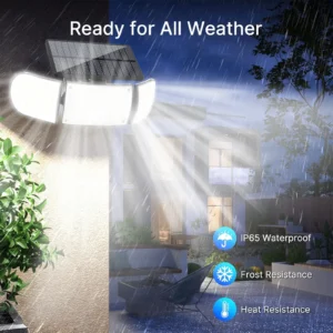 Wall-mounted solar light turning on with motion detection