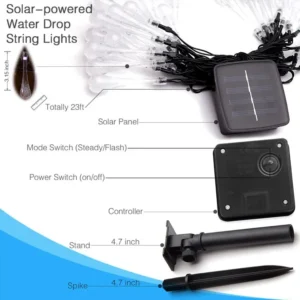 commercial solar string lights with water drop design