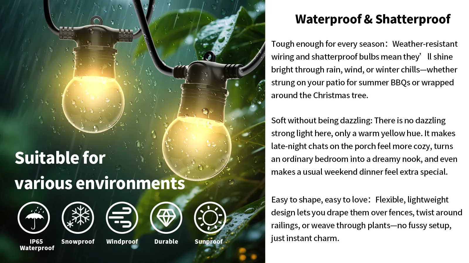 Solar-powered fairy lights for commercial use