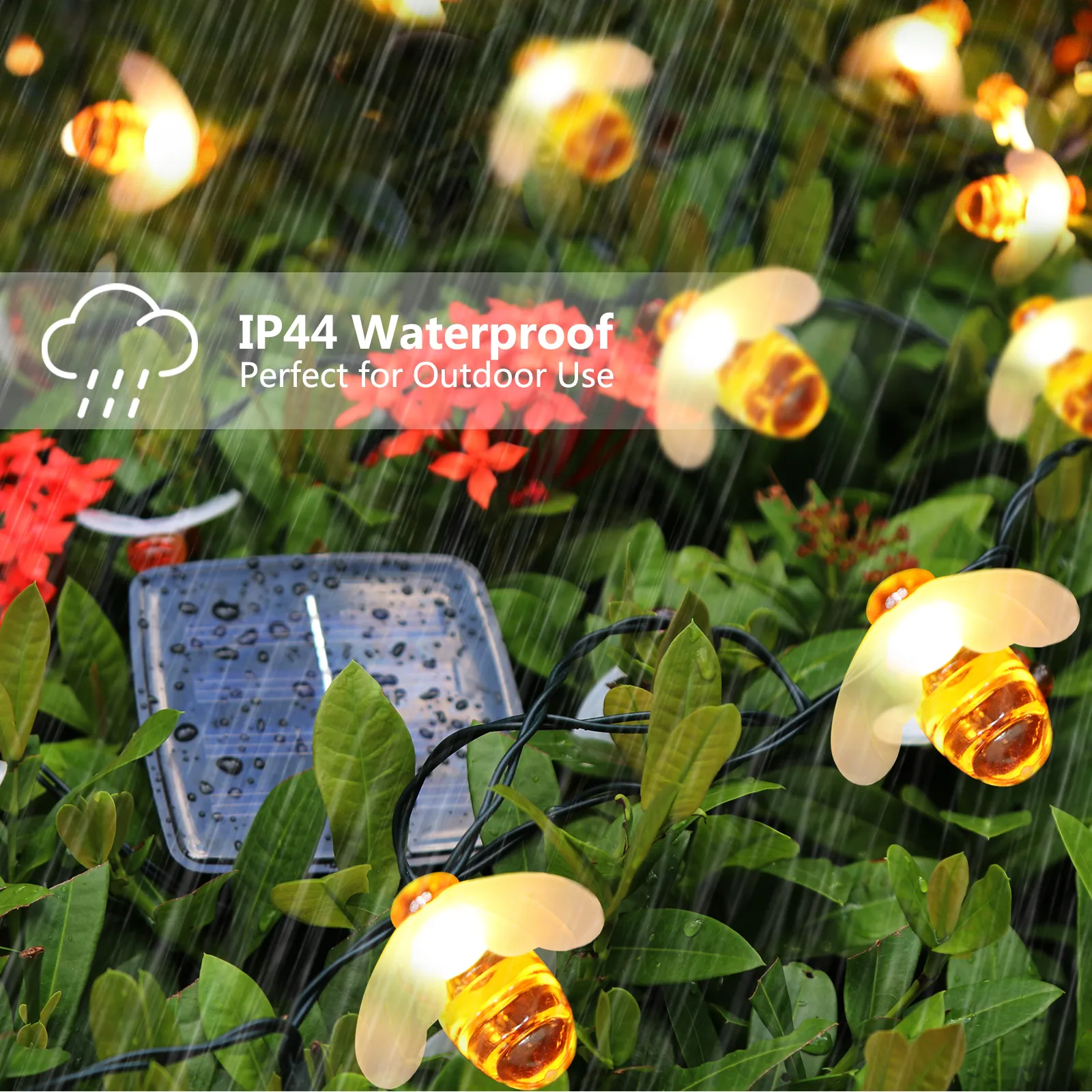 OEM custom fairy lights solar powered bee design