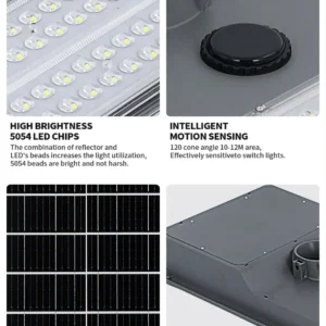 OEM security solar lighting with high brightness 5054 LED chips, monocrystalline solar panels