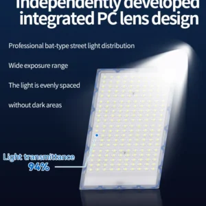 The integrated PC lens of the solar street lamp has a light transmittance of 94%