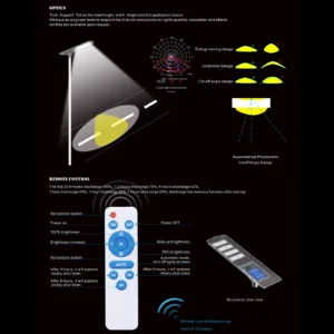 Product parameters of Qihang series solar flood lights outdoor, remote control