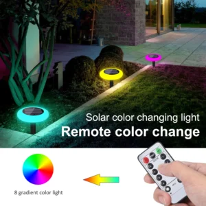 RGB solar patio lights, solar gradient color changing light, light control.