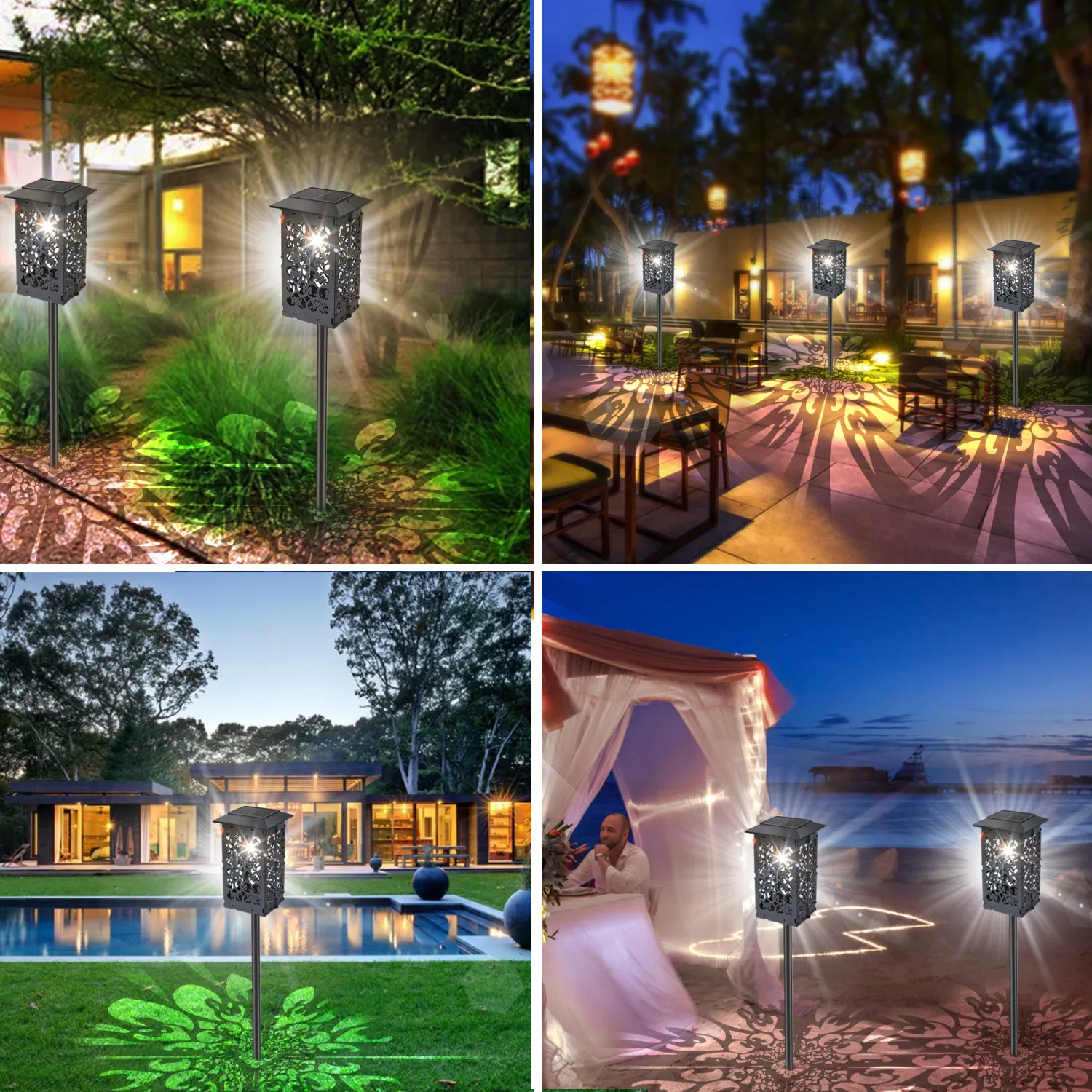 Solar decorative folding lamp for outdoor use such as gaeden courtyard beach and pathway.