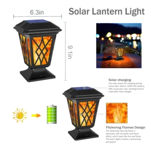 Solar lantern light's actual size, LED simulates real flame effect, the distinctive dancing flame is attractive.