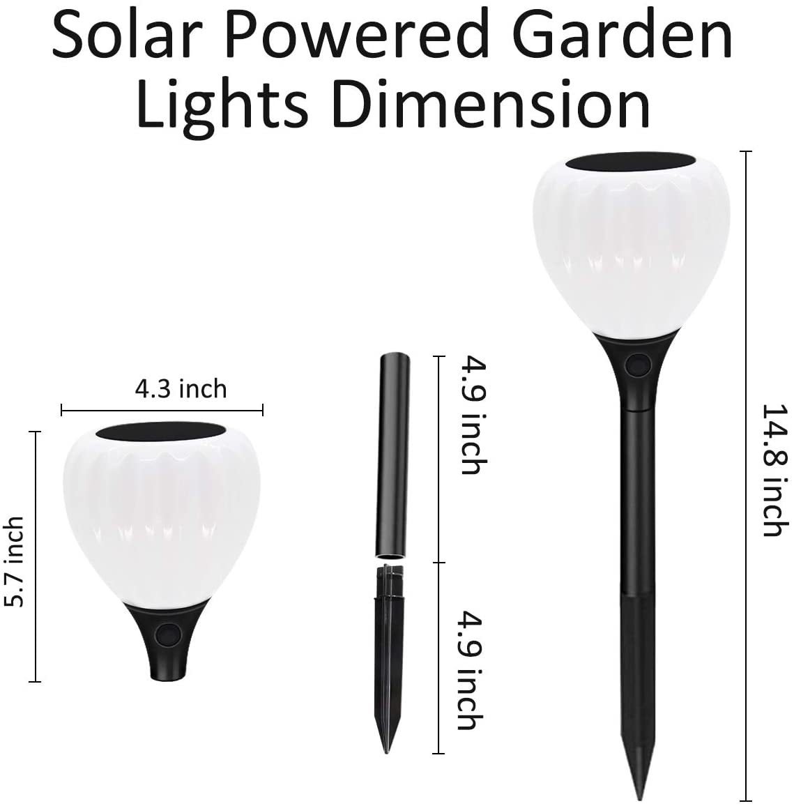 The size of the garden flame ground socket light product: total height 14.8 inches
