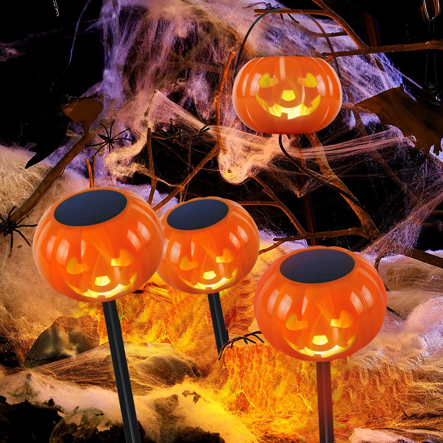 Solar Powered Pumpkin Flame Lamp for Garden Patio - Image 6