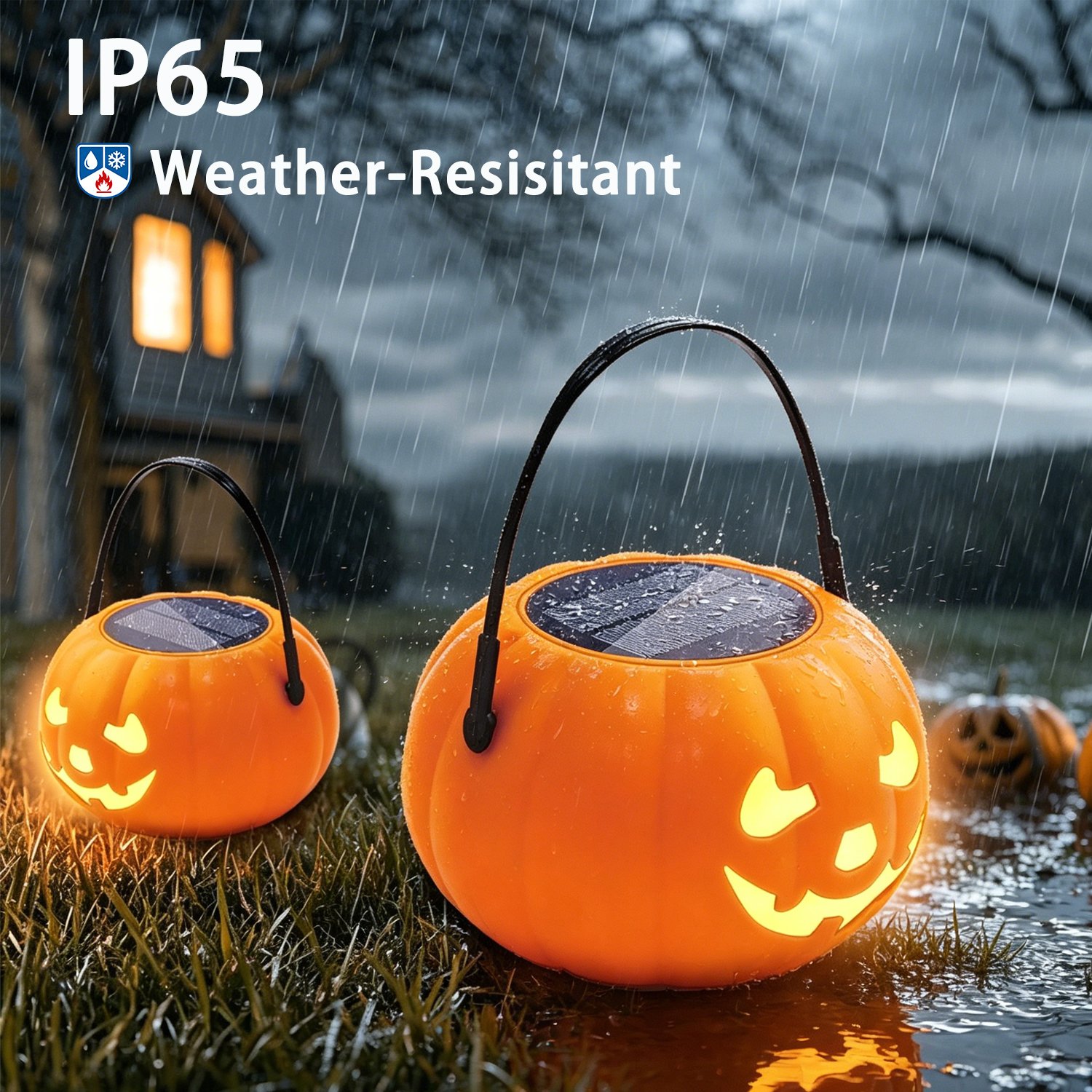 Solar Powered Pumpkin Flame Lamp for Garden Patio - Image 4