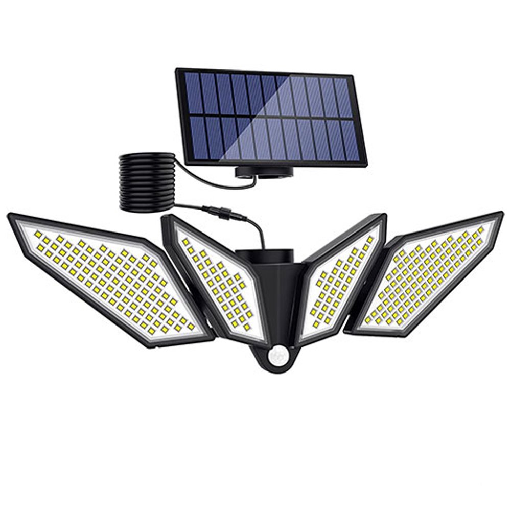 Solar four-head wall lamps with motion sensor & weatherproof for outdoor garden, patio & garage